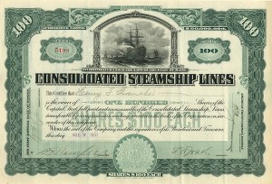 Consolidated Steamship Lines - Stock Certificate